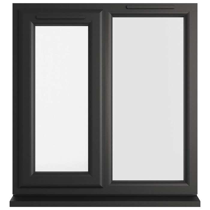 Crystal 2 Clear Glass Double Glazed uPVC Window - Black and White - Left Hand