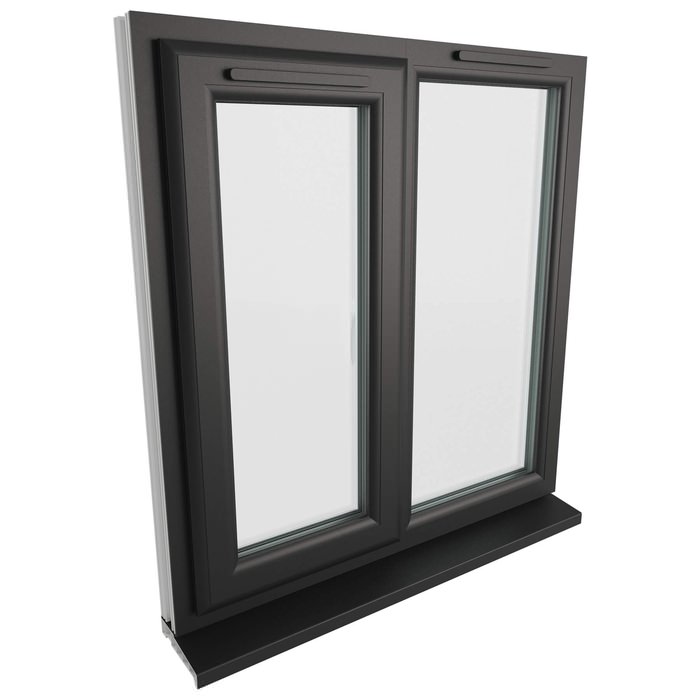 Crystal 2 Clear Glass Double Glazed uPVC Window - Black and White - Left Hand