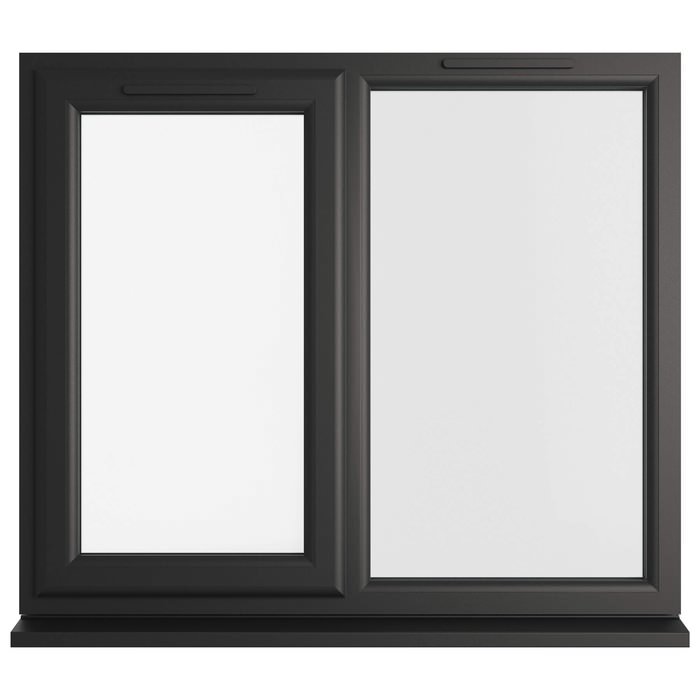 Crystal 2 Clear Glass Double Glazed uPVC Window - Black and White - Left Hand