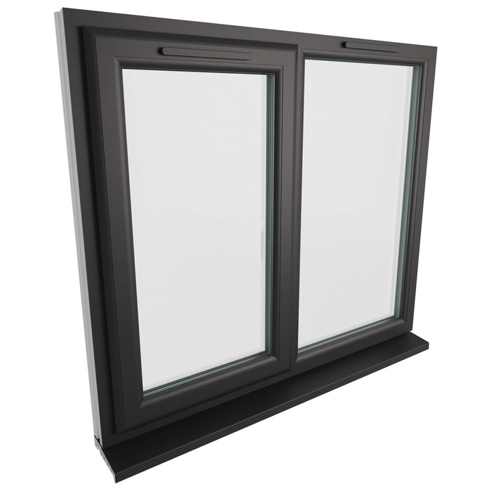 Crystal 2 Clear Glass Double Glazed uPVC Window - Black and White - Left Hand