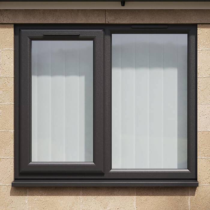 Crystal 2 Clear Glass Double Glazed uPVC Window - Black and White - Left Hand
