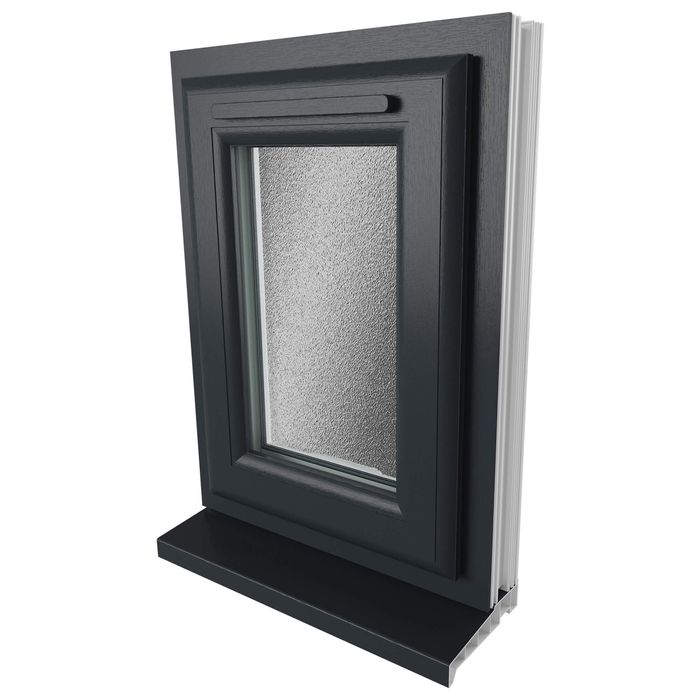 Crystal 1 Obscure Glass Triple Glazed uPVC Window - Grey and White