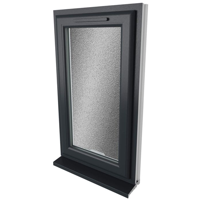Crystal 1 Obscure Glass Triple Glazed uPVC Window - Grey and White