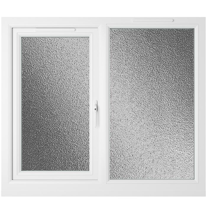 Crystal 2 Obscure Glass Double Glazed uPVC Window - Grey and White - Right Handed