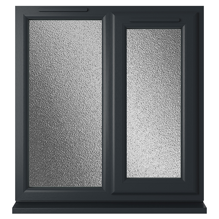 Crystal 2 Obscure Glass Double Glazed uPVC Window - Grey and White - Right Handed