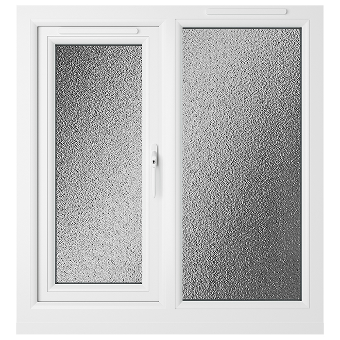 Crystal 2 Obscure Glass Double Glazed uPVC Window - Grey and White - Right Handed