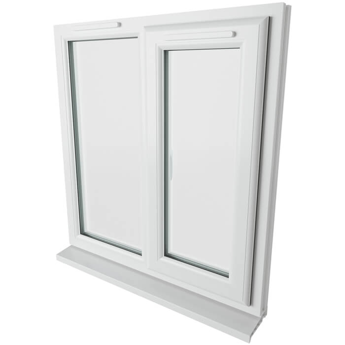 Crystal 2 Clear Glass Double Glazed uPVC Window - White - Right Handed