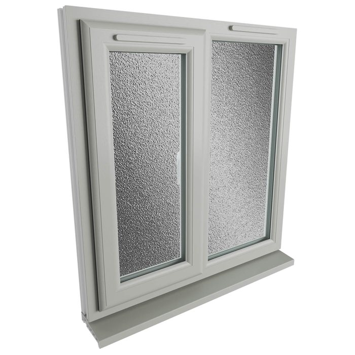 Crystal 2 Obscure Glass Double Glazed uPVC Window - Agate and White - Left Hand