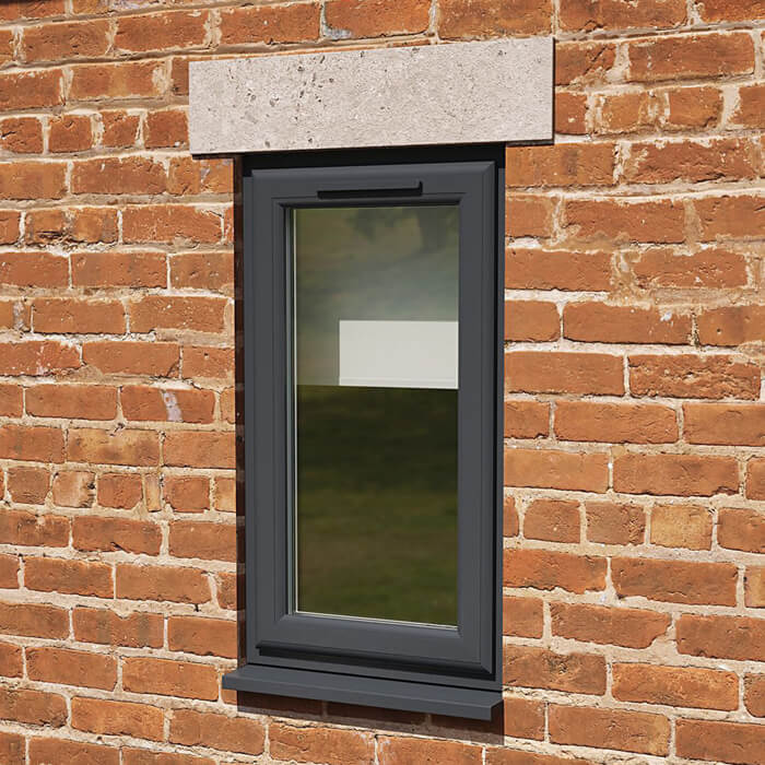 Crystal 1 Clear Glass Triple Glazed uPVC Window - Grey and White