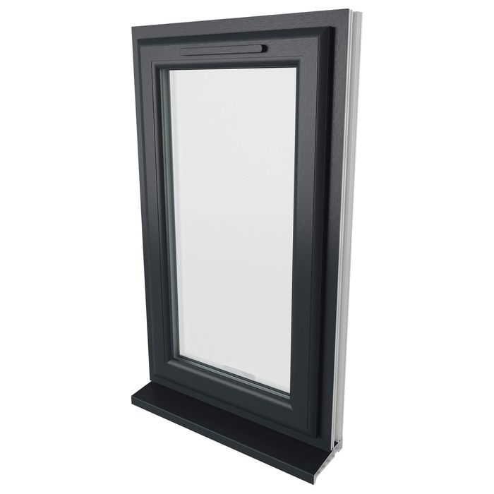 Crystal 1 Clear Glass Triple Glazed uPVC Window - Grey and White
