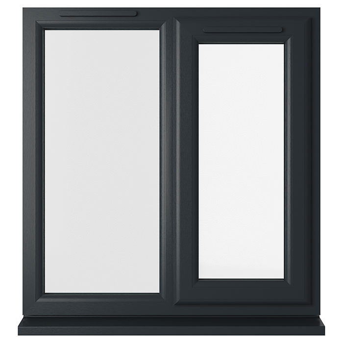 Crystal 2 Clear Glass Double Glazed uPVC Window - Grey and White - Right Handed