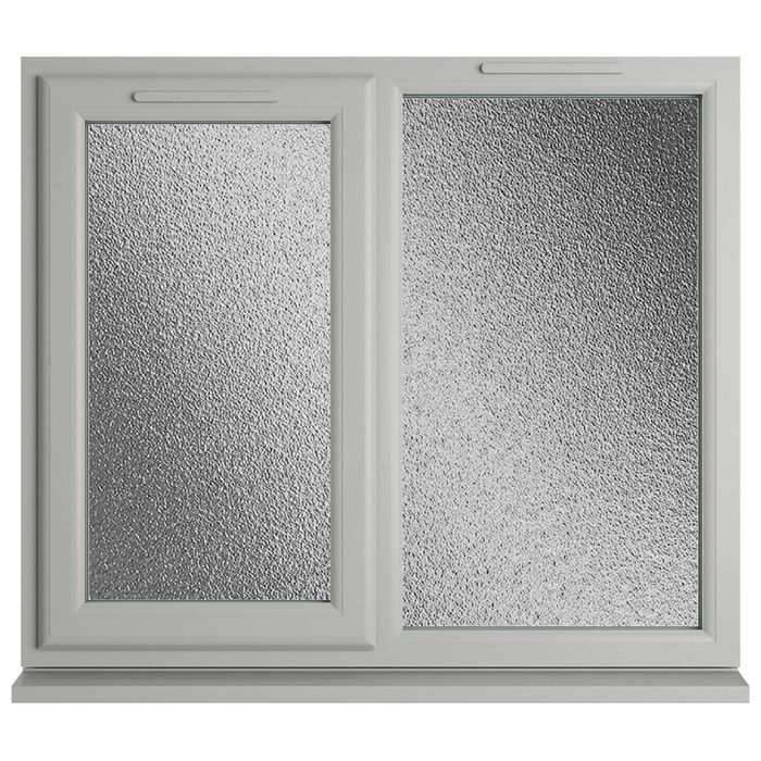 Crystal 2 Obscure Glass Double Glazed uPVC Window - Agate and White - Left Hand