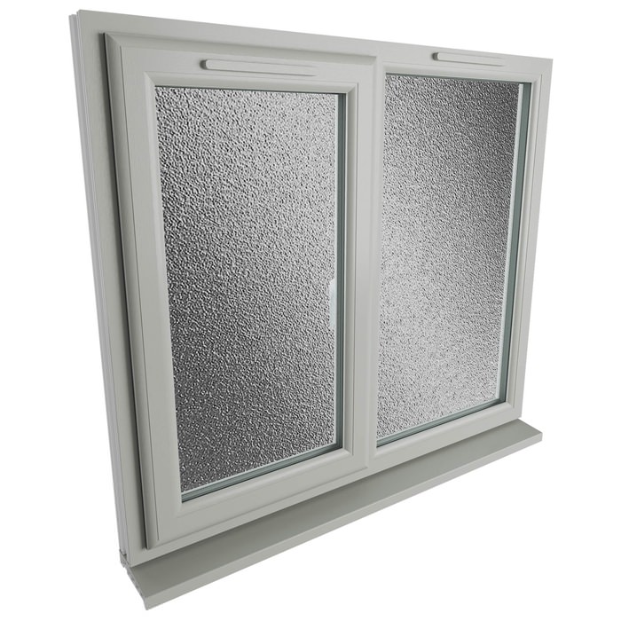 Crystal 2 Obscure Glass Double Glazed uPVC Window - Agate and White - Left Hand