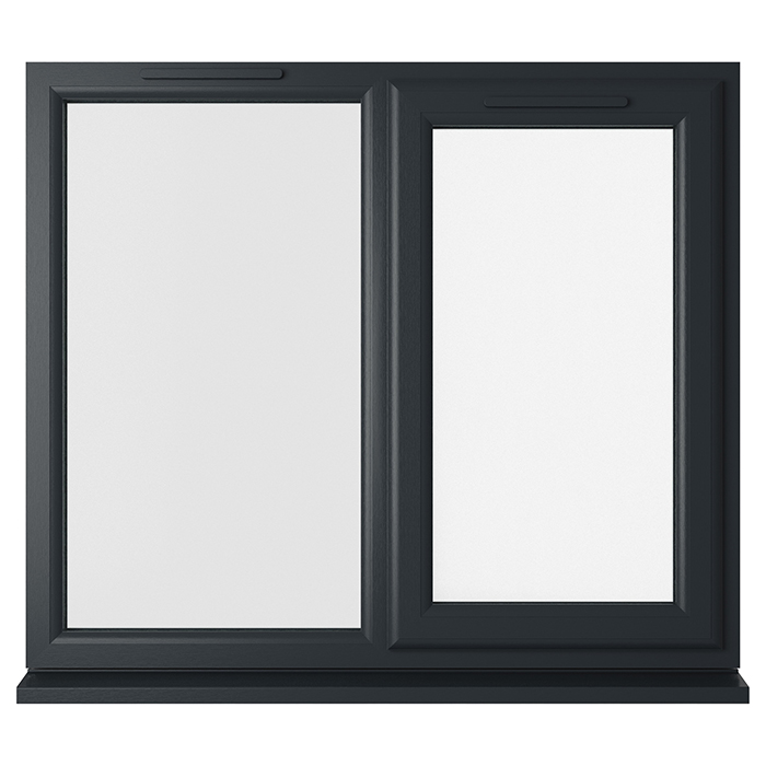 Crystal 2 Clear Glass Double Glazed uPVC Window - Grey and White - Right Handed