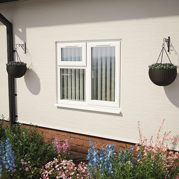 Crystal 2 Clear Glass Double Glazed uPVC Window - White - Right Handed