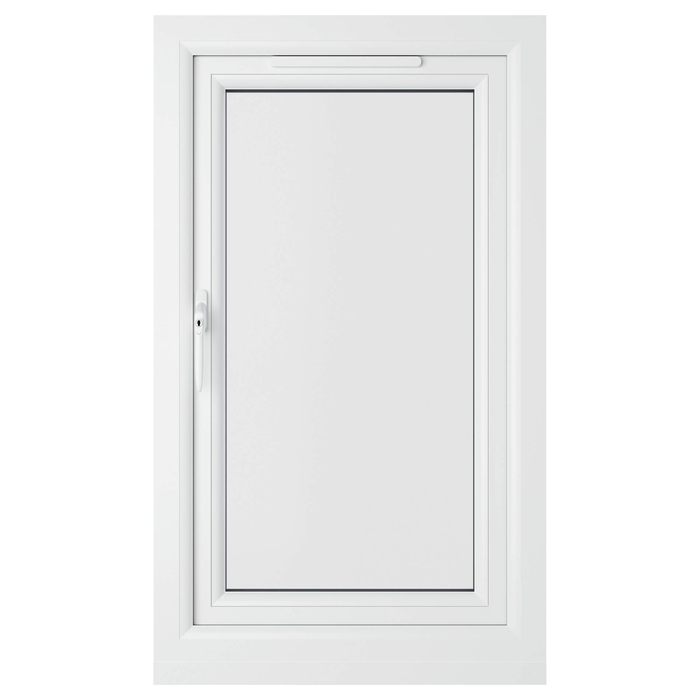 Crystal Clear Glass Triple Glazed uPVC Window - Grey and White - Left Handed