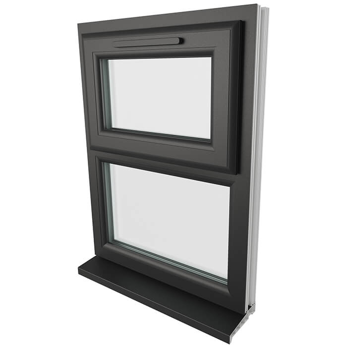 Crystal 2 Clear Glass Triple Glazed uPVC Window - Black and White