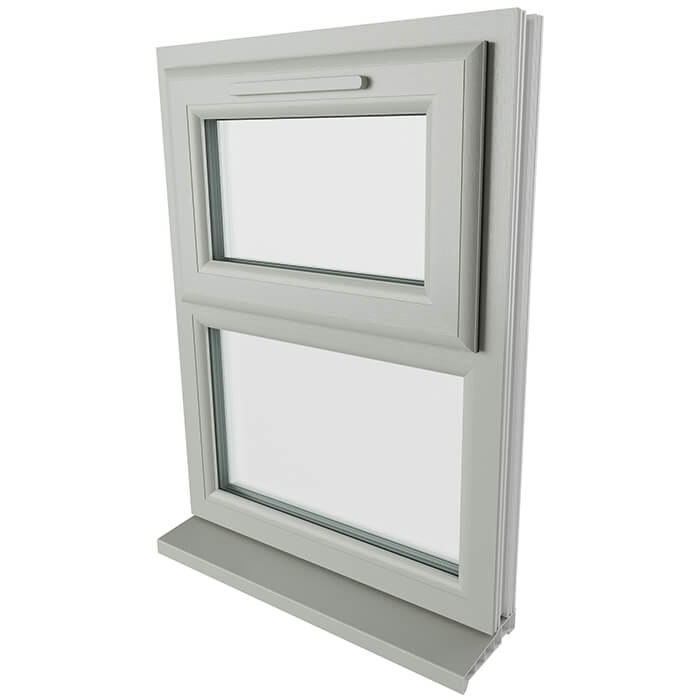 Crystal 2 Clear Glass Triple Glazed uPVC Window - Agate and White