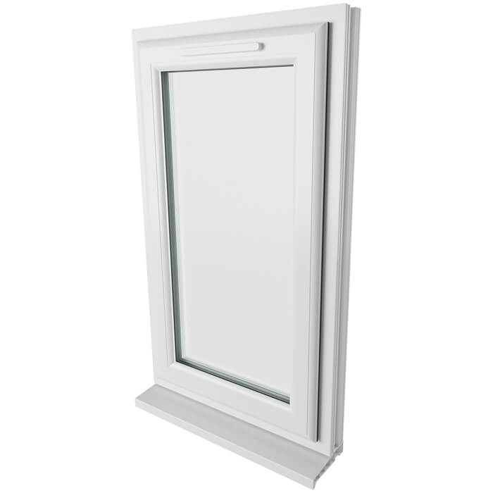Crystal 1 Clear Glass Triple Glazed uPVC Window - White - Right Handed