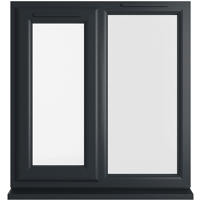 Crystal 2 Clear Glass Triple Glazed uPVC Window - Grey and White - Left Handed