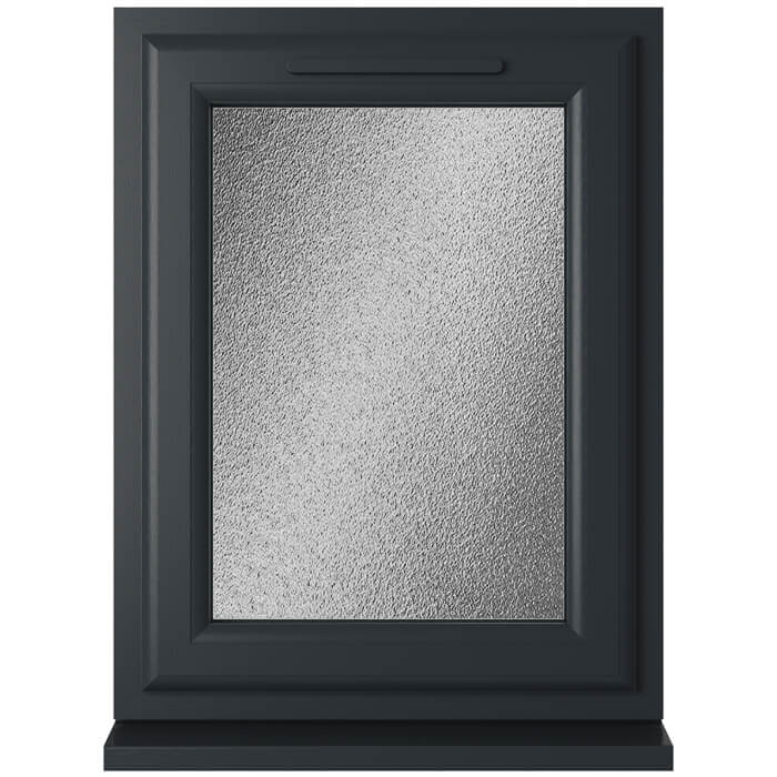 Crystal 1 Obscure Glass Triple Glazed uPVC Window - Grey and White - Right Handed