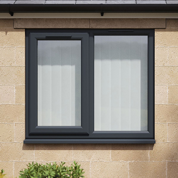 Crystal 2 Clear Glass Triple Glazed uPVC Window - Grey and White - Left Handed