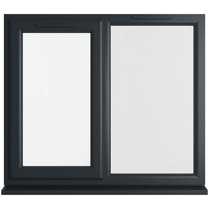 Crystal 2 Clear Glass Triple Glazed uPVC Window - Grey and White - Left Handed