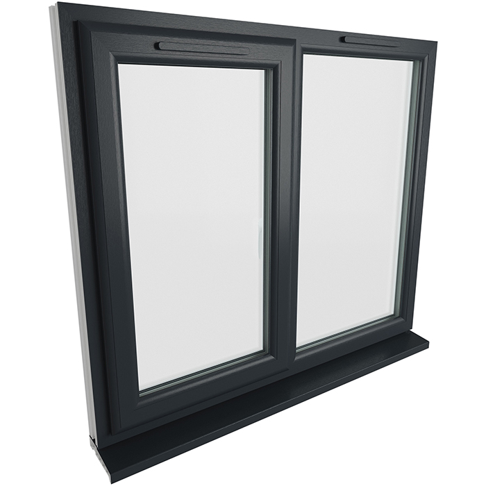 Crystal 2 Clear Glass Triple Glazed uPVC Window - Grey and White - Left Handed