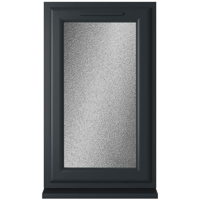 Crystal 1 Obscure Glass Triple Glazed uPVC Window - Grey and White - Right Handed