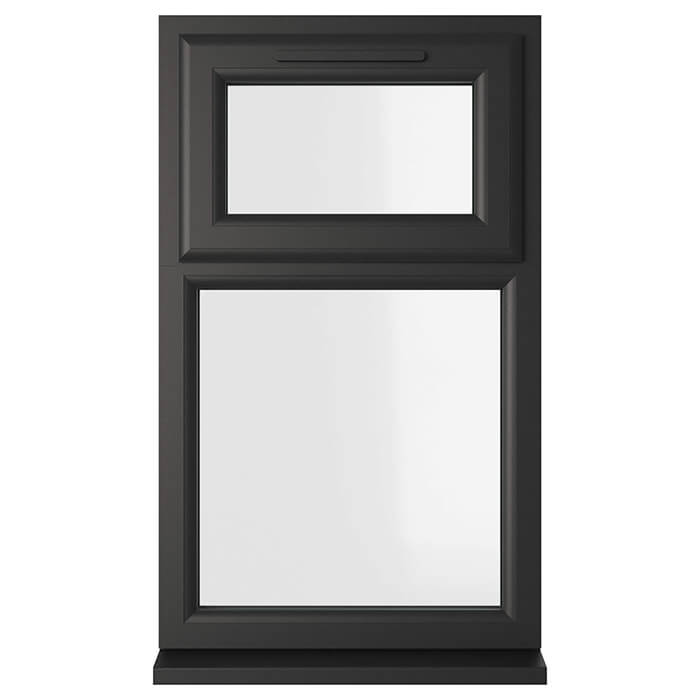 Crystal 2 Clear Glass Triple Glazed uPVC Window - Black and White