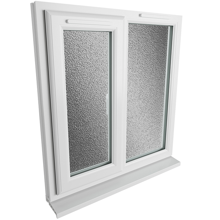 Crystal 2 Obscure Glass Triple Glazed uPVC Window - White - Left Handed