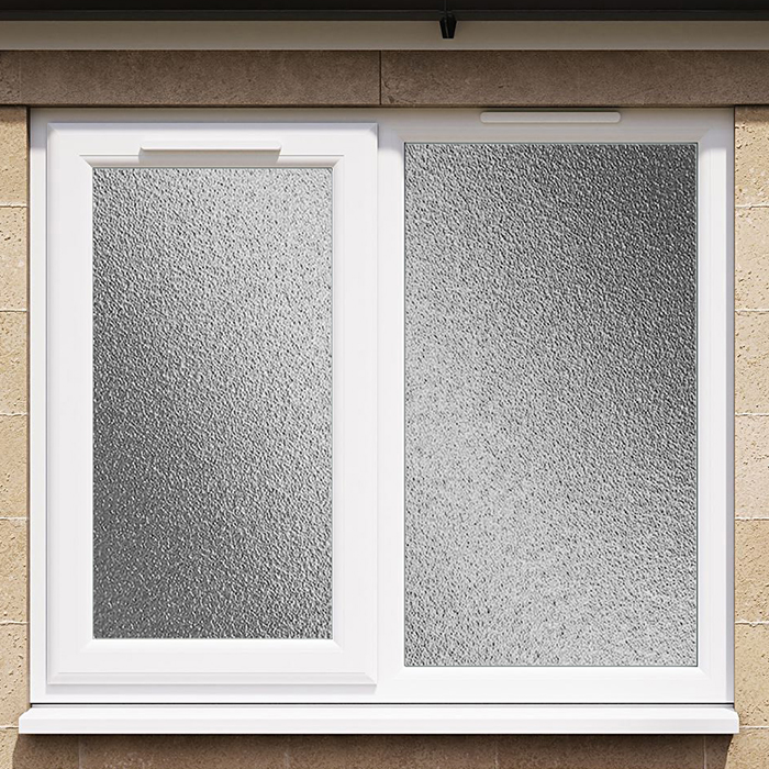 Crystal 2 Obscure Glass Triple Glazed uPVC Window - White - Left Handed
