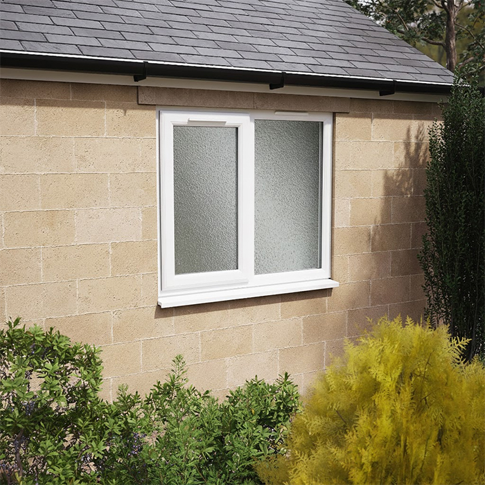 Crystal 2 Obscure Glass Triple Glazed uPVC Window - White - Left Handed