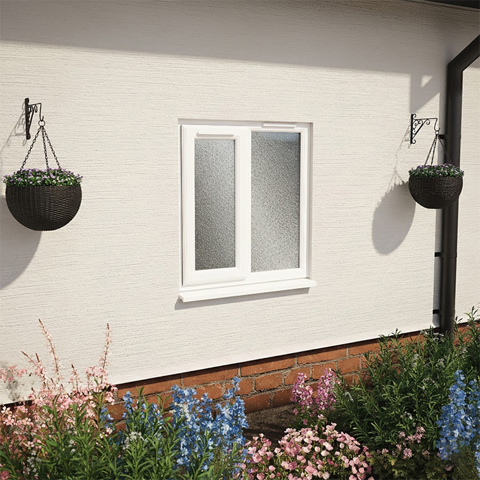 Crystal 2 Obscure Glass Triple Glazed uPVC Window - White - Left Handed