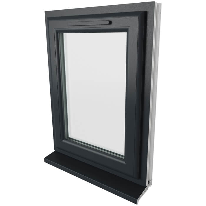 Crystal 1 Clear Glass Triple Glazed uPVC Window - Grey and White - Right Handed