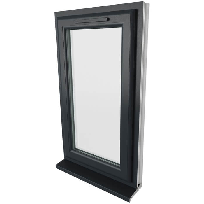 Crystal 1 Clear Glass Triple Glazed uPVC Window - Grey and White - Right Handed