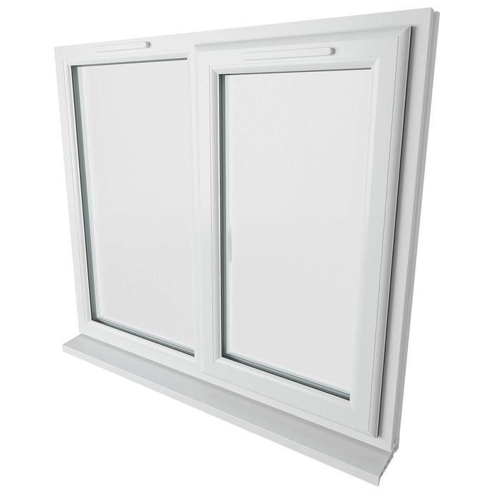 Crystal 2 Clear Glass Triple Glazed uPVC Window - White - Right Handed