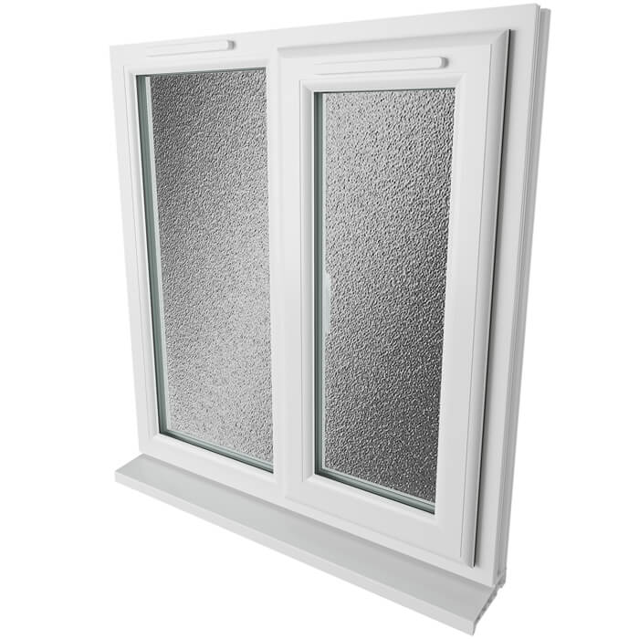 Crystal 2 Obscure Glass Triple Glazed uPVC Window - White - Right Handed