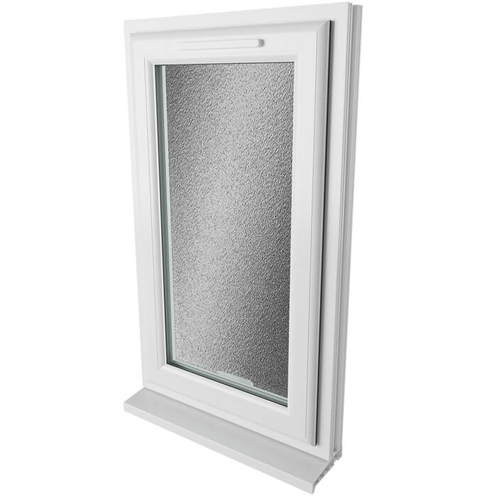Crystal 1 Obscure Glass Triple Glazed uPVC Window - White - Left Handed