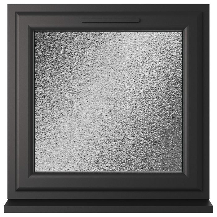 Crystal 1 Obscure Glass Triple Glazed uPVC Window - Black and White