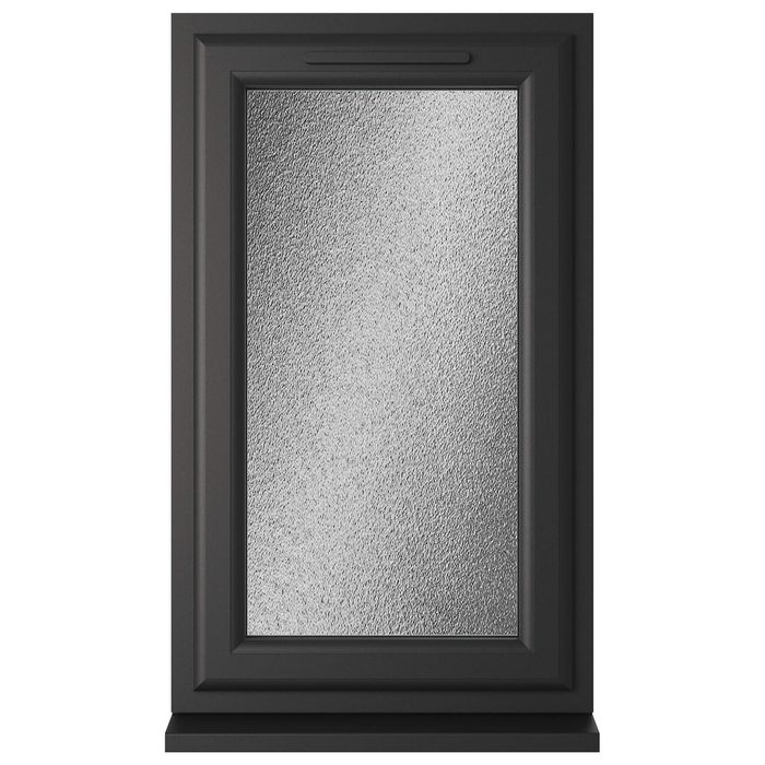 Crystal 1 Obscure Glass Triple Glazed uPVC Window - Black and White