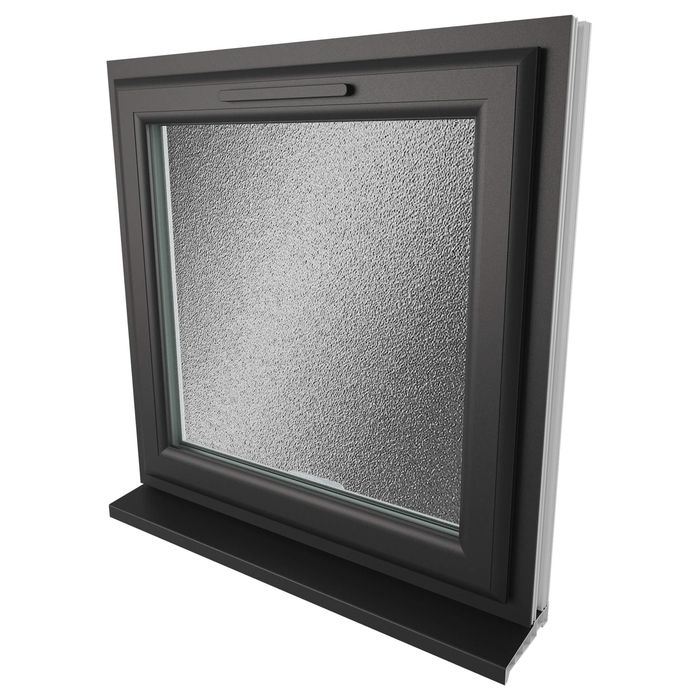Crystal 1 Obscure Glass Triple Glazed uPVC Window - Black and White