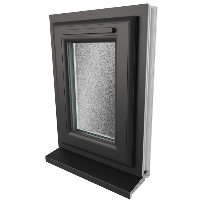 Crystal 1 Obscure Glass Triple Glazed uPVC Window - Black and White
