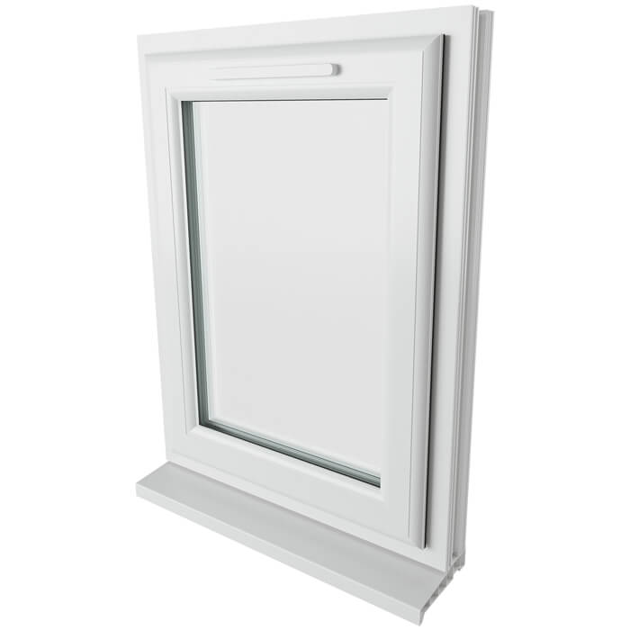 Crystal 1 Clear Glass Triple Glazed uPVC Window - White - Right Handed