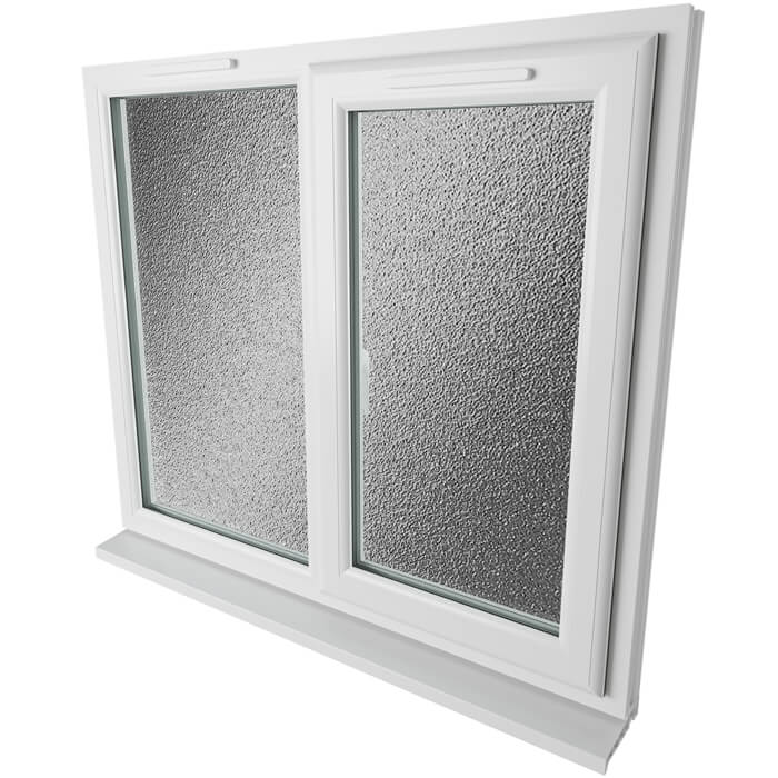 Crystal 2 Obscure Glass Triple Glazed uPVC Window - White - Right Handed