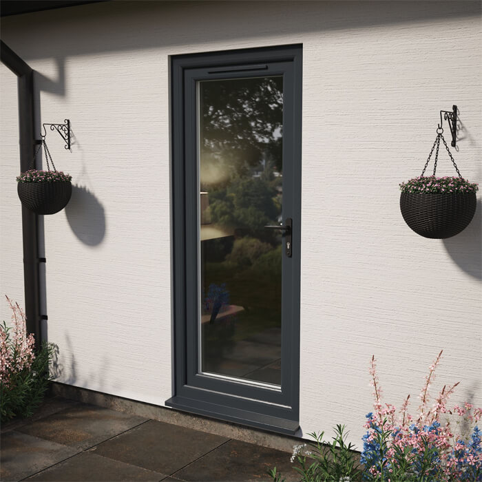 Crystal uPVC Left Hand External Patio Door with 1 Clear Double Glazed Light - Grey-White
