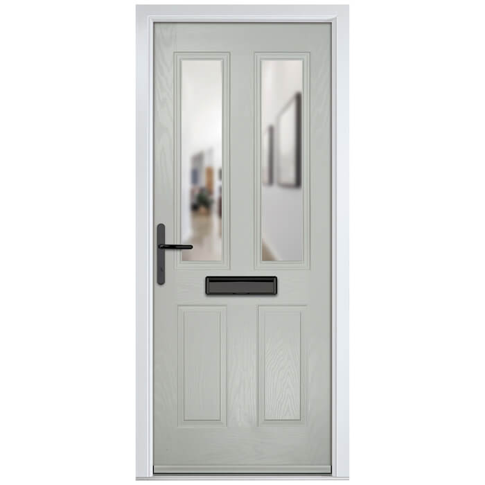 Crystal Carnoustie Right Hand External Door with 2 Panels and 2 Clear Glazed Light - Agate Grey