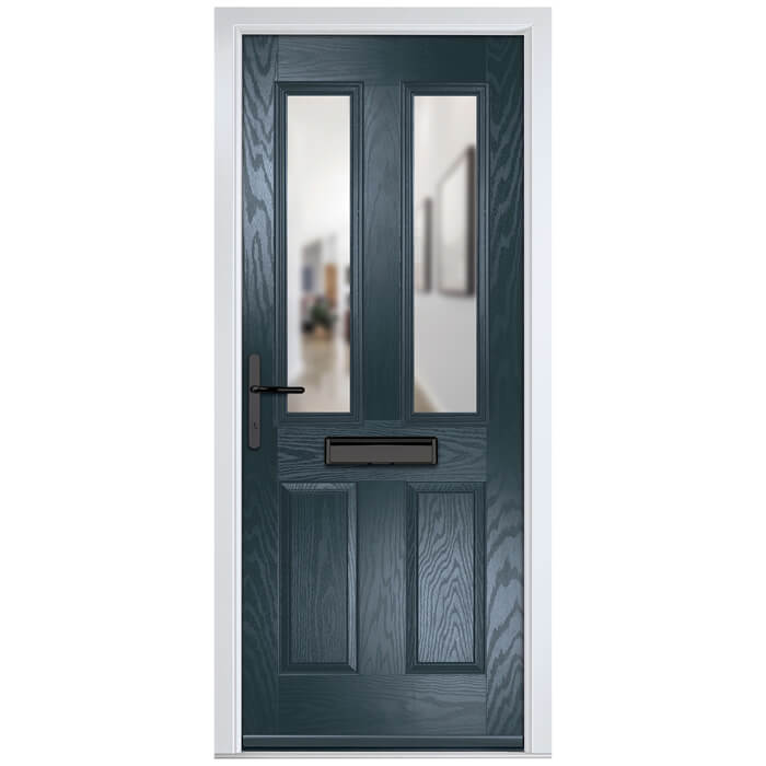 Crystal Carnoustie Right Hand External Door with 2 Panels and 2 Clear Glazed Light - Anthracite Grey
