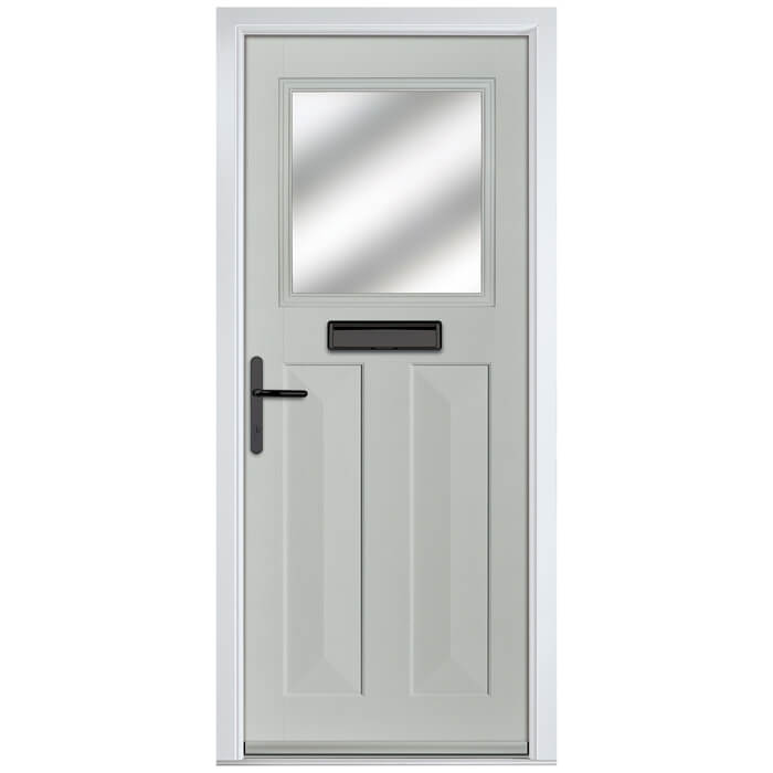 Crystal Eaton Right Hand External Door with 2 Panels and 1 Stipolytte Glazed Light - Agate Grey