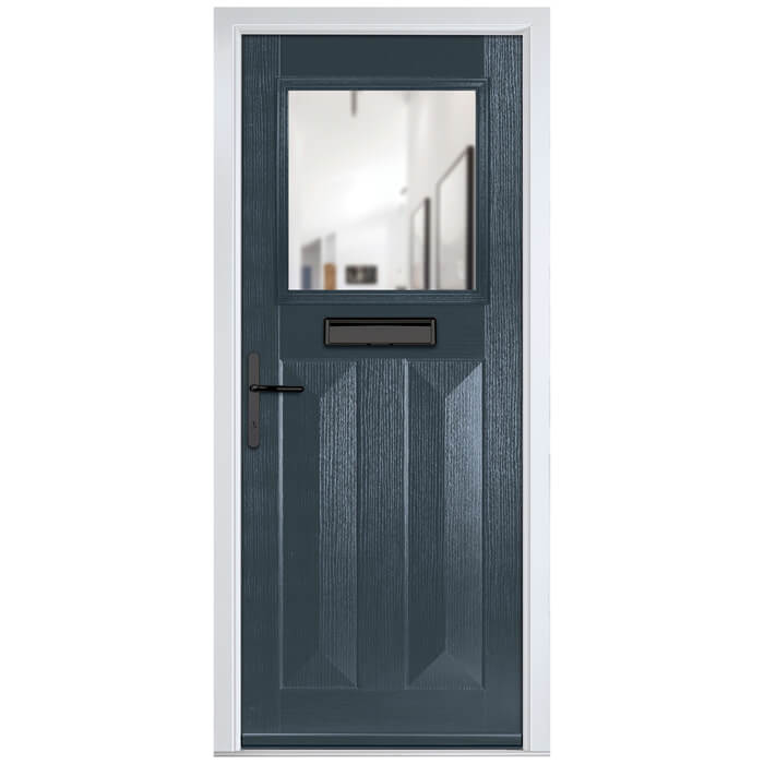 Crystal Eaton Right Hand External Door with 2 Panels and 1 Clear Glazed Light - Anthracite Grey